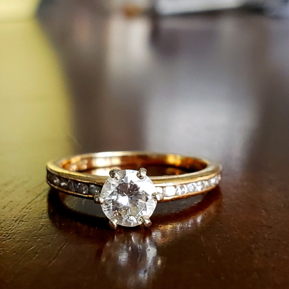 Faux diamond and gold ring